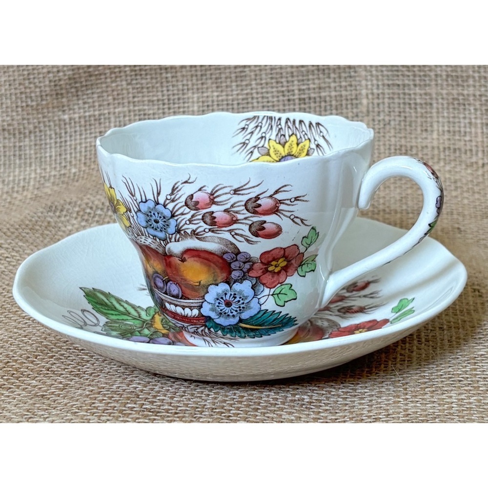 Vintage Copeland Spode Reynolds Floral Teacup Demitasse Cup And Saucer